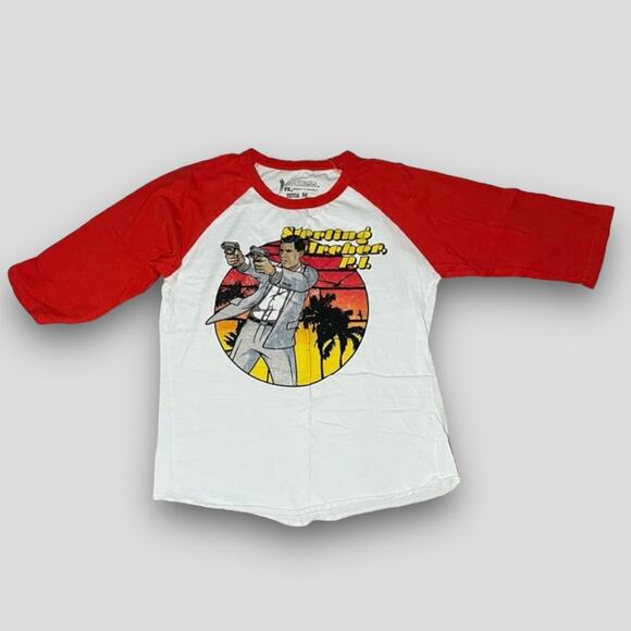 100% STERLING ARCHER PI GRAPHIC T-SHIRT 3/4 RAGLAN BASEBALL SLEEVE ORANGE - M - Picture 3 of 6